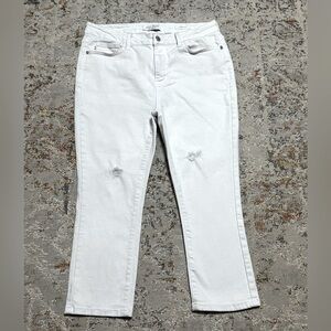 JUDY BLUE high rise skinny fit capri jeans size 13/31 white